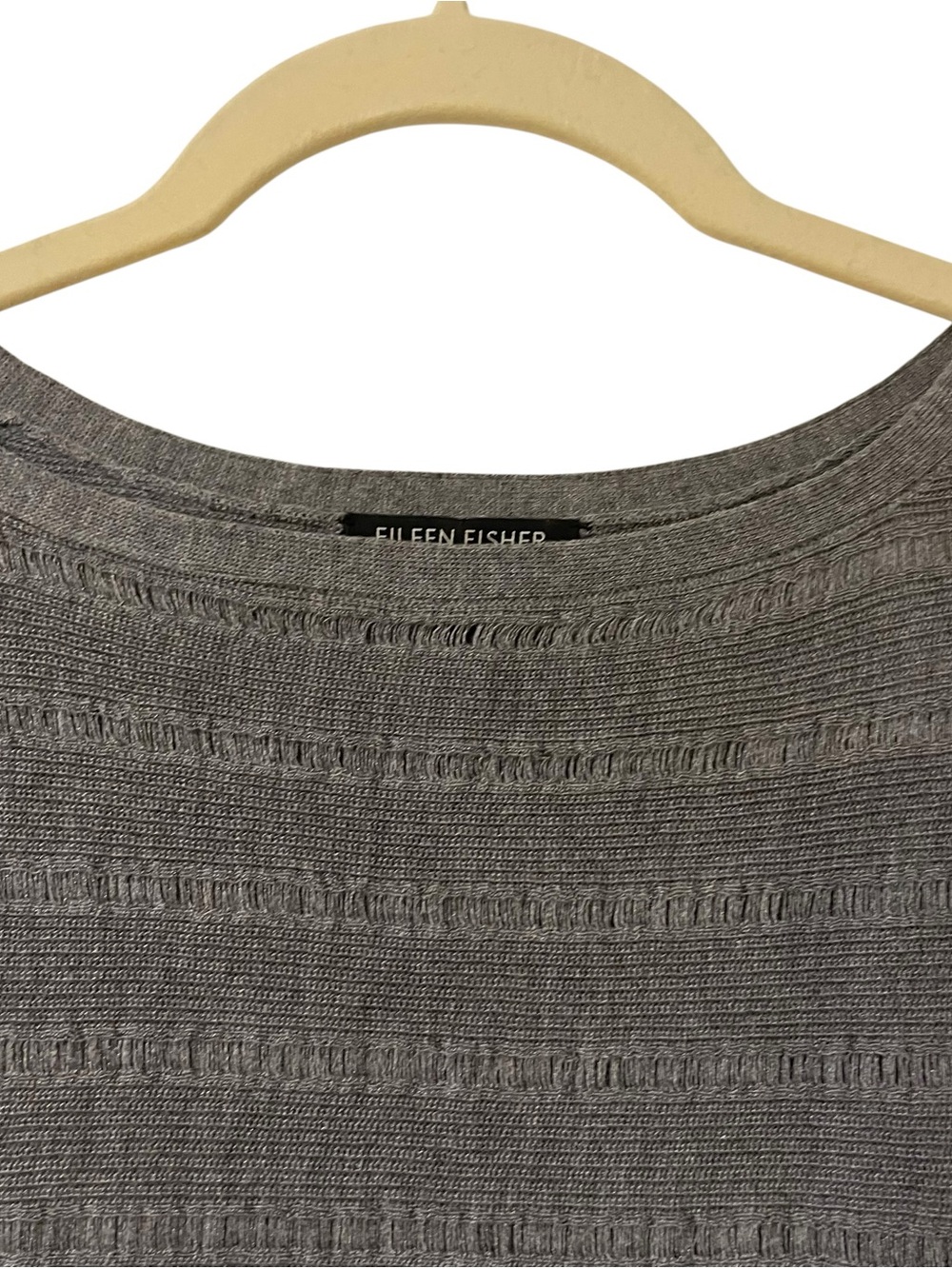 Eileen Fisher Textured Long-Sleeve Sweater Gray XS Stretch Italian Yarn - Picture 4 of 9